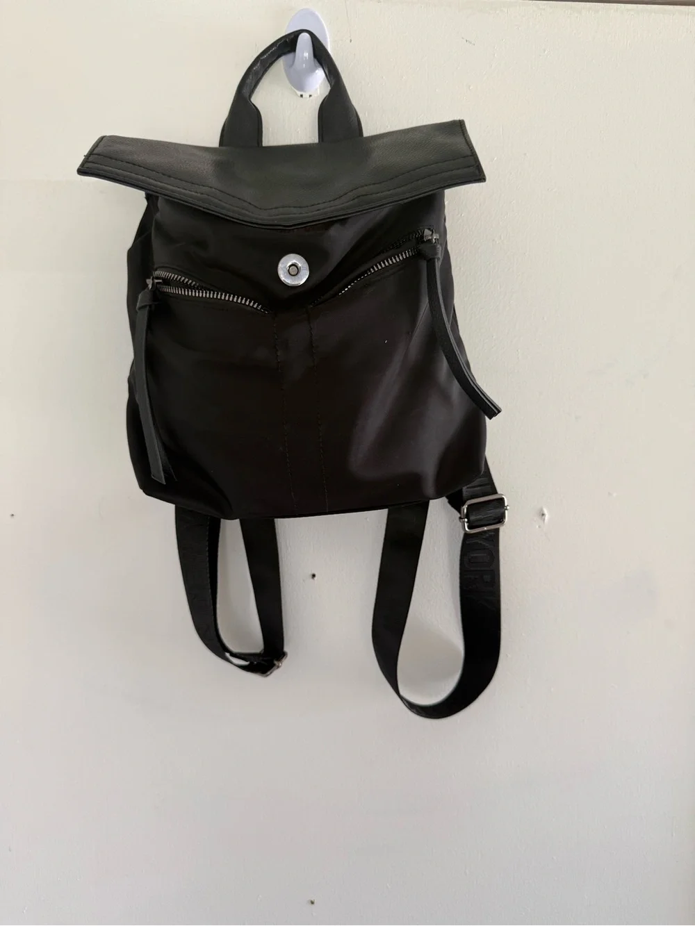 Botkier New York Black Nylon Leather Backpack